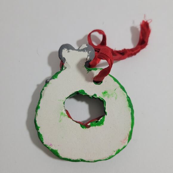 Ceramic Mouse and Wreath Christmas Ornament - Picture 3 of 3